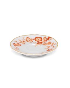 FLORENTIUS White and Orange Tea cup Saucer Ø cm 15