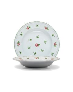 ANTHIROS White Deep Plate with Green Rim Ø cm 23,5