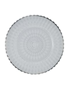 BAROKOS Piatto pane barocco trasparente con bordo color platino Ø cm 16