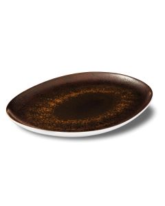 ESTIA Brown with Rusty Reactive Dots Oval Tray cm 30x26