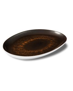 ESTIA Brown with Rusty Reactive Dots Narrow Oval Tray cm 33x22