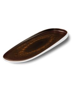 ESTIA Brown with Rusty Reactive Dots Elliptical Tray cm 23,5x10
