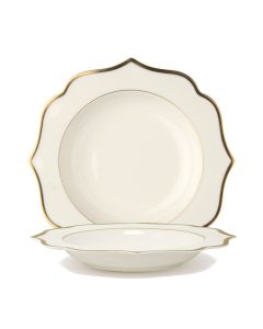 IONICA Ivory Deep Plate with Gold Rims Ø cm 22
