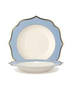 IONICA Light Blue Deep Plate with Gold Rims Ø cm 22