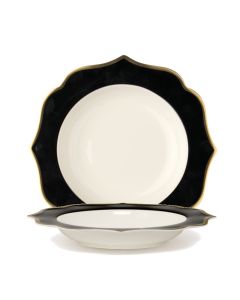 IONICA Black Deep Plate with Gold Rims Ø cm 22