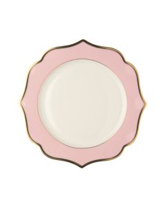 IONICA Pink Bread Plate with Gold Rims Ø cm 15