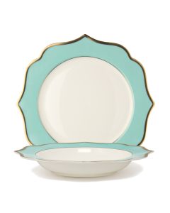 IONICA Turquoise Deep Plate with Gold Rims Ø cm 22
