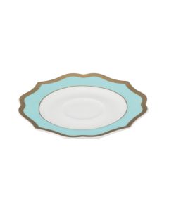 IONICA Turquoise Coffee Saucer with Gold Rims Ø cm 13