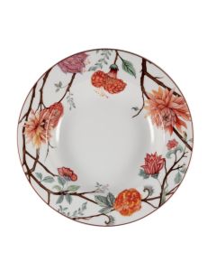 KEPOS White deep plate w/flowers Ø 22,5 h 3,5 cm 