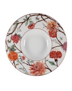 KEPOS White pastabowl w/flowers Ø 27 h 4 cm 