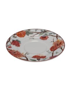 KEPOS White coffee cup saucers with flowers Ø 14 cm
