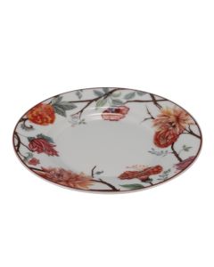 KEPOS White tea cup saucers with flowers Ø 14,5 cm