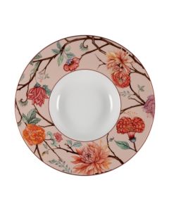 KEPOS Pink pastabowl with flowers Ø 27 h 4 cm 
