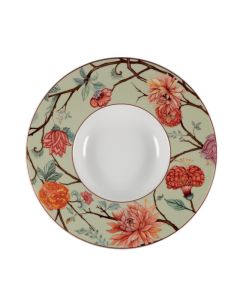 KEPOS Sage green pastabowl with flowers Ø 27 h 4 cm 