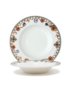LITHOS White and Sage Green Deep Plate Ø cm 21,5