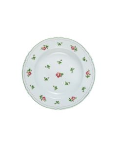 NEOS ANTHIROS White Deep Plate with Green Rim and Flowers cm Ø23