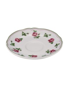 NEOS ANTHIROS White Tea cup Saucer with Green Rim and Flowers Ø15