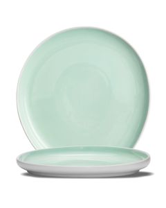 NINFA Matt White and Aquamarine Slanting Charger Plate cm 30,5x27,5 h cm 4