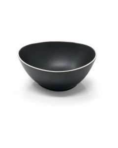 PERSEPHONE Matt Black Angular Bowl with White Rim Ø cm 18 h cm 7