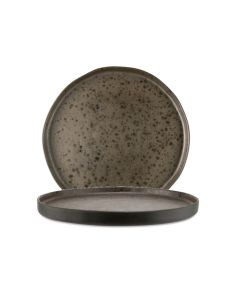 PHOBOS Brown Bread Plate with Rusty Reactive Dots Ø cm 15