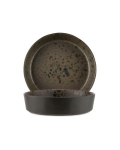 PHOBOS Brown Deep Plate with Rusty Reactive Dots Ø cm 18
