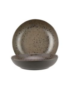 PHOBOS Brown Bowl with Rusty Reactive Dots Ø cm 28