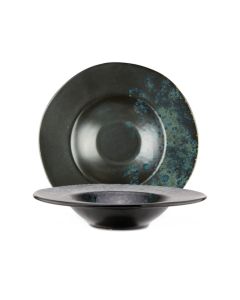 PHOBOS Black Pasta Bowl with Blue Reactive Dots Ø cm 28,5