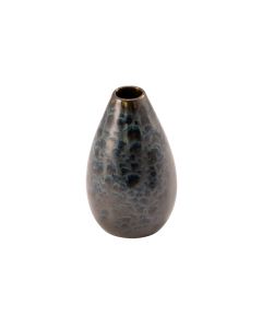 PHOBOS Black Round Vase with Blue Reactive Dots Ø cm 8 h cm 13