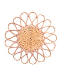 TERSICORE Brown Charger Plate Flower Design - Rattan Ø cm 40