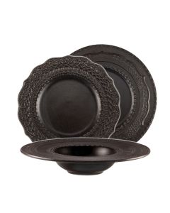 SKALISTOS Black Embossed tableware set