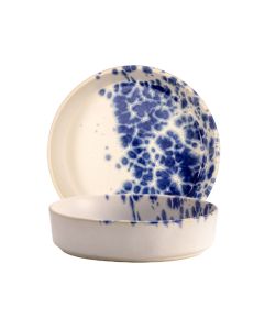 PHOBOS White Deep Plate with Blue Reactive Dots Ø cm 18