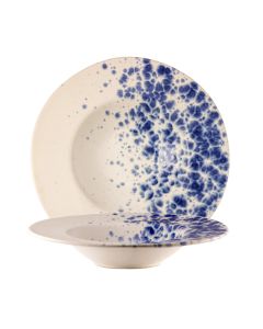 PHOBOS White Pasta Bowl with Blue Reactive Dots Ø cm 28,5