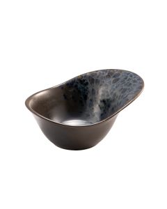 PHOBOS Black Oval Petal Bowl with Blue Reactive Dots cm 18,5x13,5 h cm 8