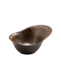 PHOBOS Brown Oval Petal Bowl with Rusty Reactive Dots cm 18,5x13,5 h cm 8