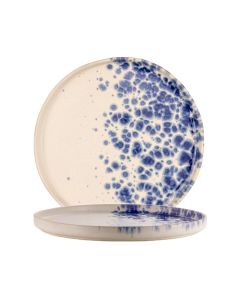 PHOBOS White Bread Plate with Blue Reactive Dots Ø cm 15