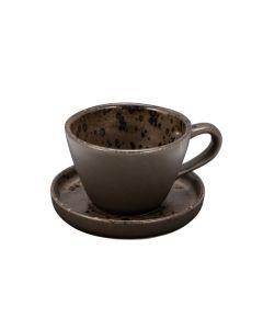 PHOBOS Brown cup with Saucer with Rusty Reactive Dots cl 23