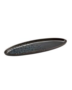 PHOBOS Black Narrow Oval Tray with Blue Reactive Dots cm 31x10 h cm 2