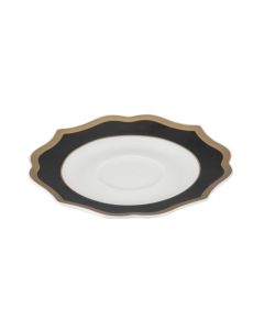 IONICA Black Tea Saucer with Gold Rims Ø cm 15,5