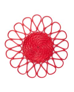 TERSICORE Red Charger Plate Flower Design - Rattan Ø cm 40