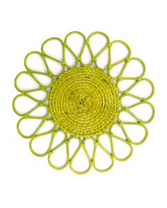 TERSICORE Green Charger Plate Flower Design - Rattan Ø cm 40