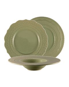 SKALISTOS Sage Green Embossed tableware set